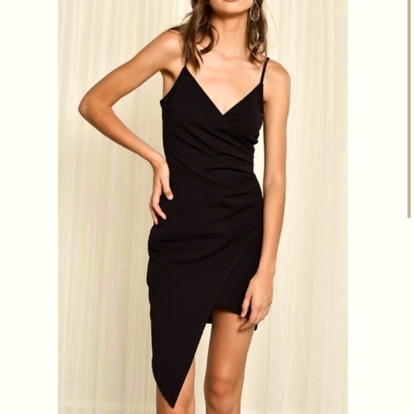 Blue Blush SMALL High-low Crossover Slit Black Dress‎ - Picture 1 of 17